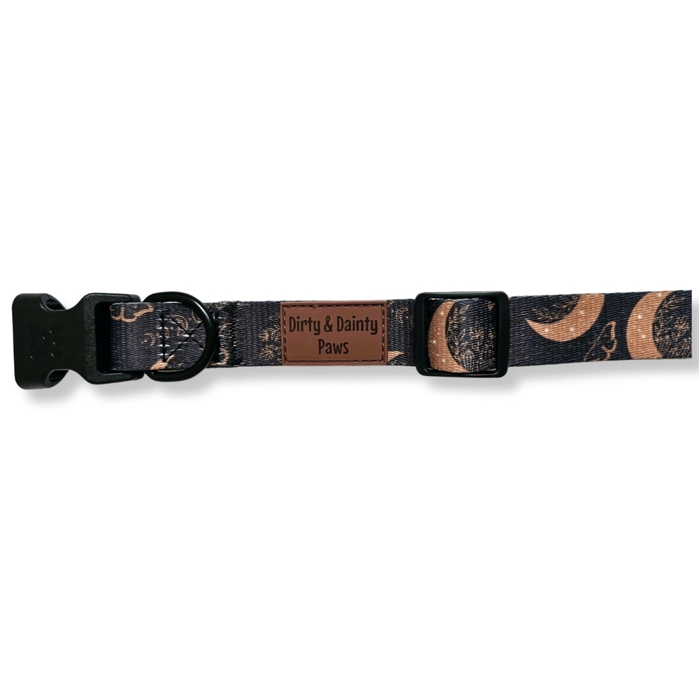 Moon And Moths Celestial Dog Collar- Boho Nights Dog Collar- Nylon Dog Collar - Picture 6 of 9